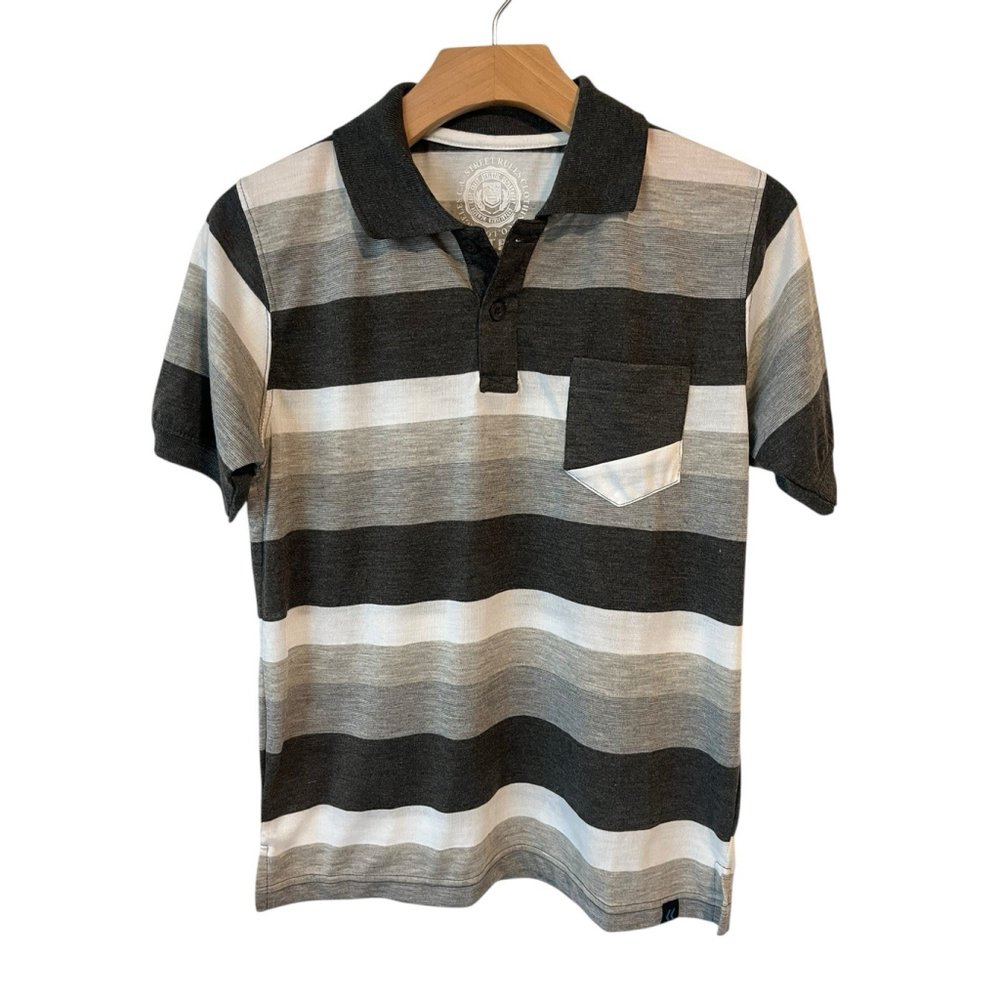 Street Rules Polo Shirt Boys Size 14 16 Gray Striped